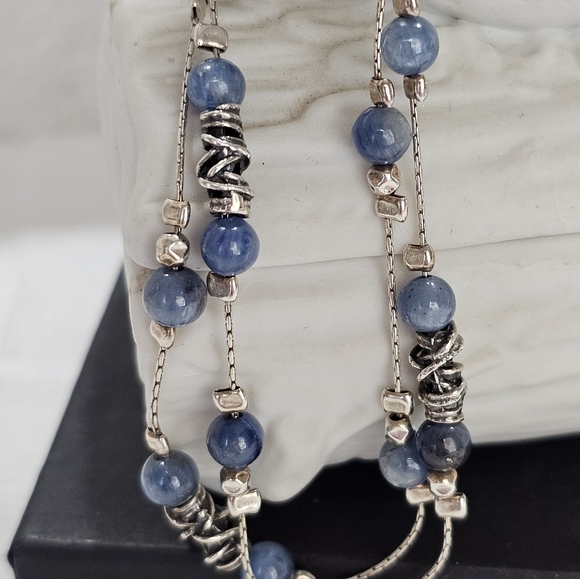 Silpada 925 Silver Sodalite Bead Station Bracelet 7” Wrist Fit - Picture 3 of 9